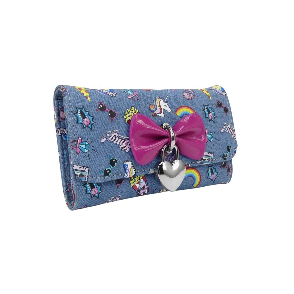 Claire's Trifold Wallet Girls OS Blue New Unicorn Rainbow Bow Heart Padlock